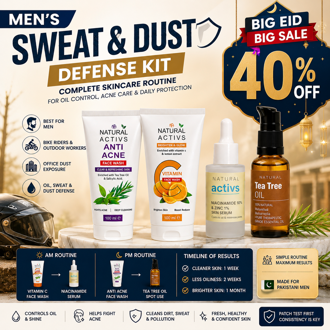 Men’s Sweat & Dust Defense Kit – Complete Skincare Routine for Oil & Acne Control
