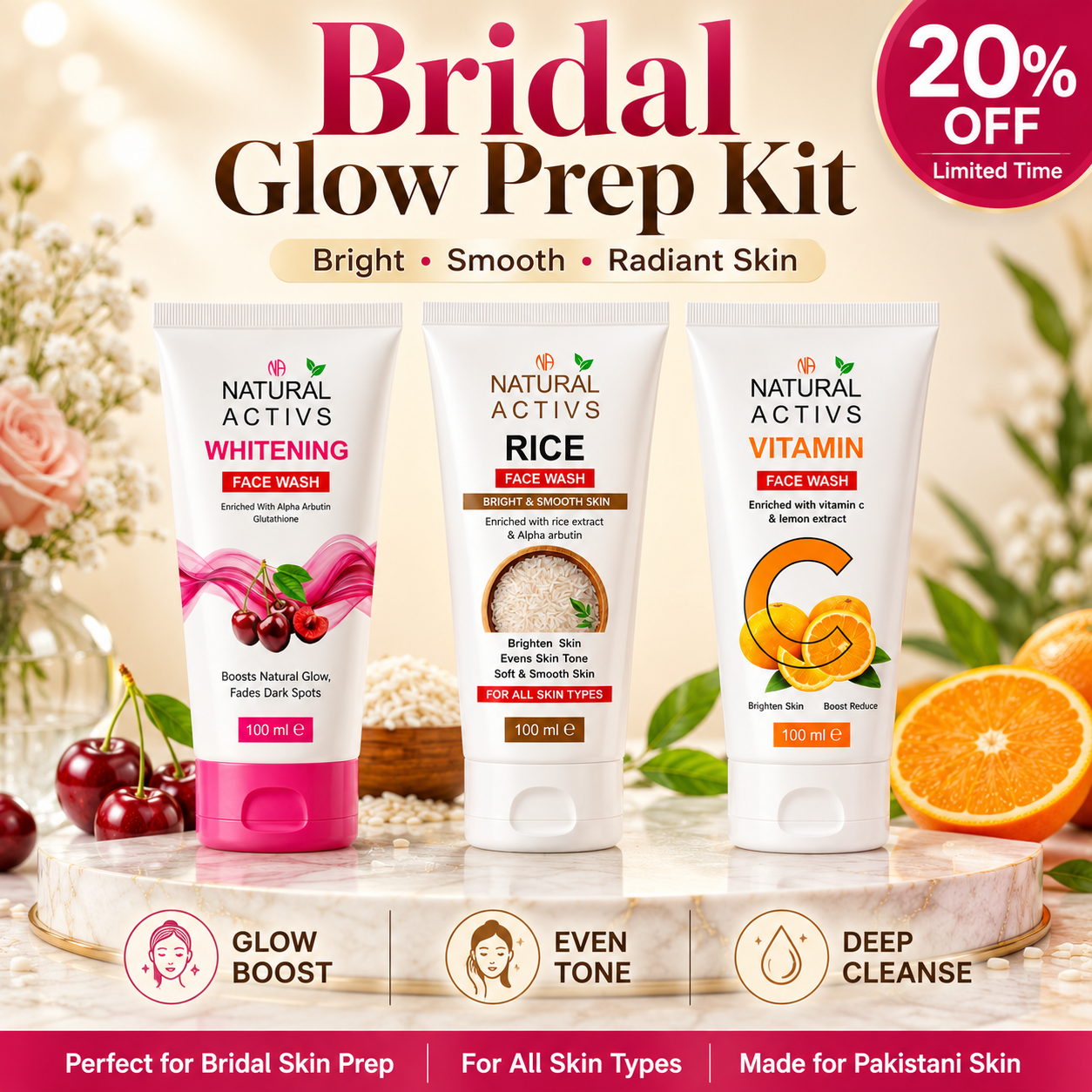 Bridal Glow Prep Face Wash Kit