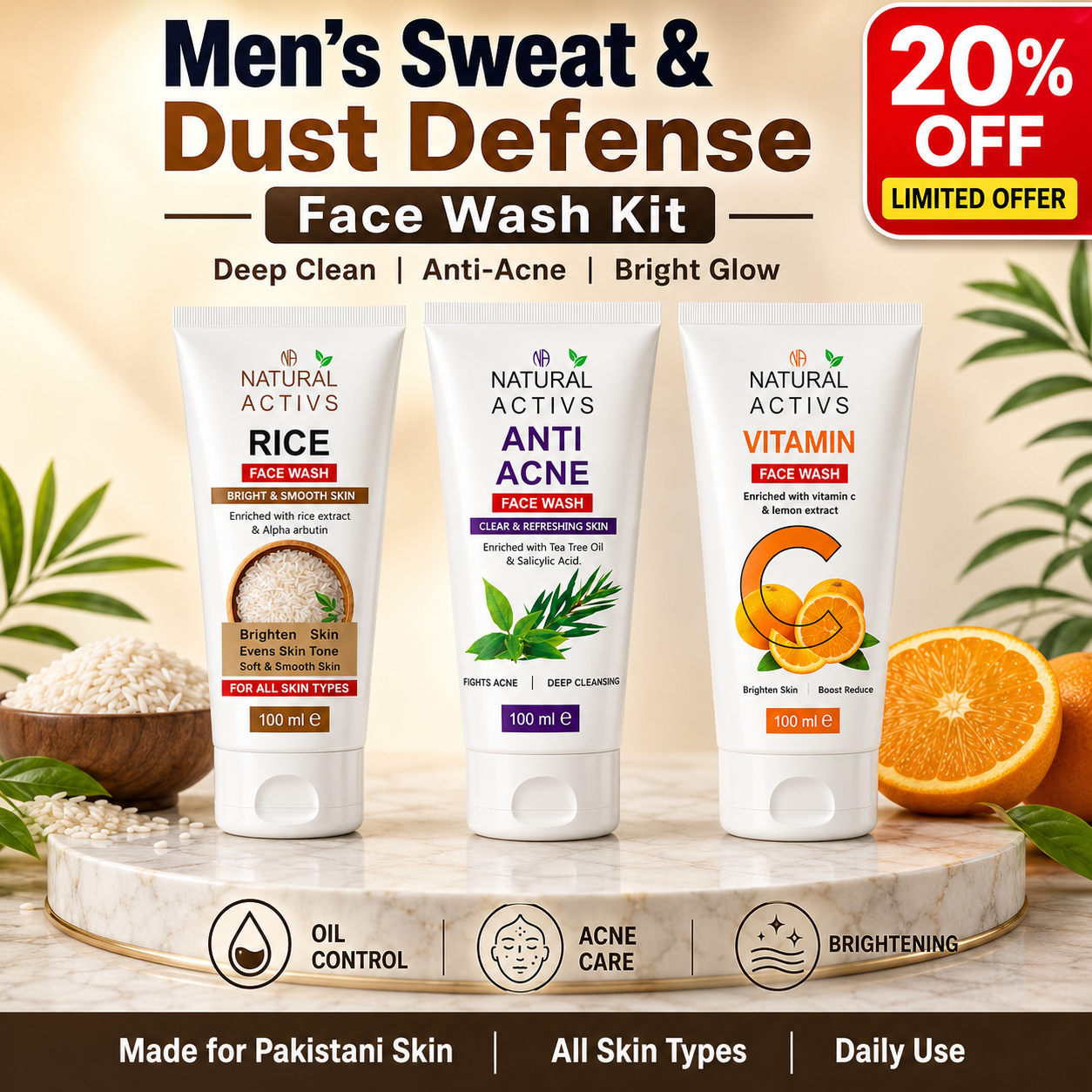 Men’s Sweat & Dust Defense Face Wash Kit