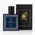 Perfume bottle and packaging of 'Dreams in Sea' by Natural Fragrances on a white background