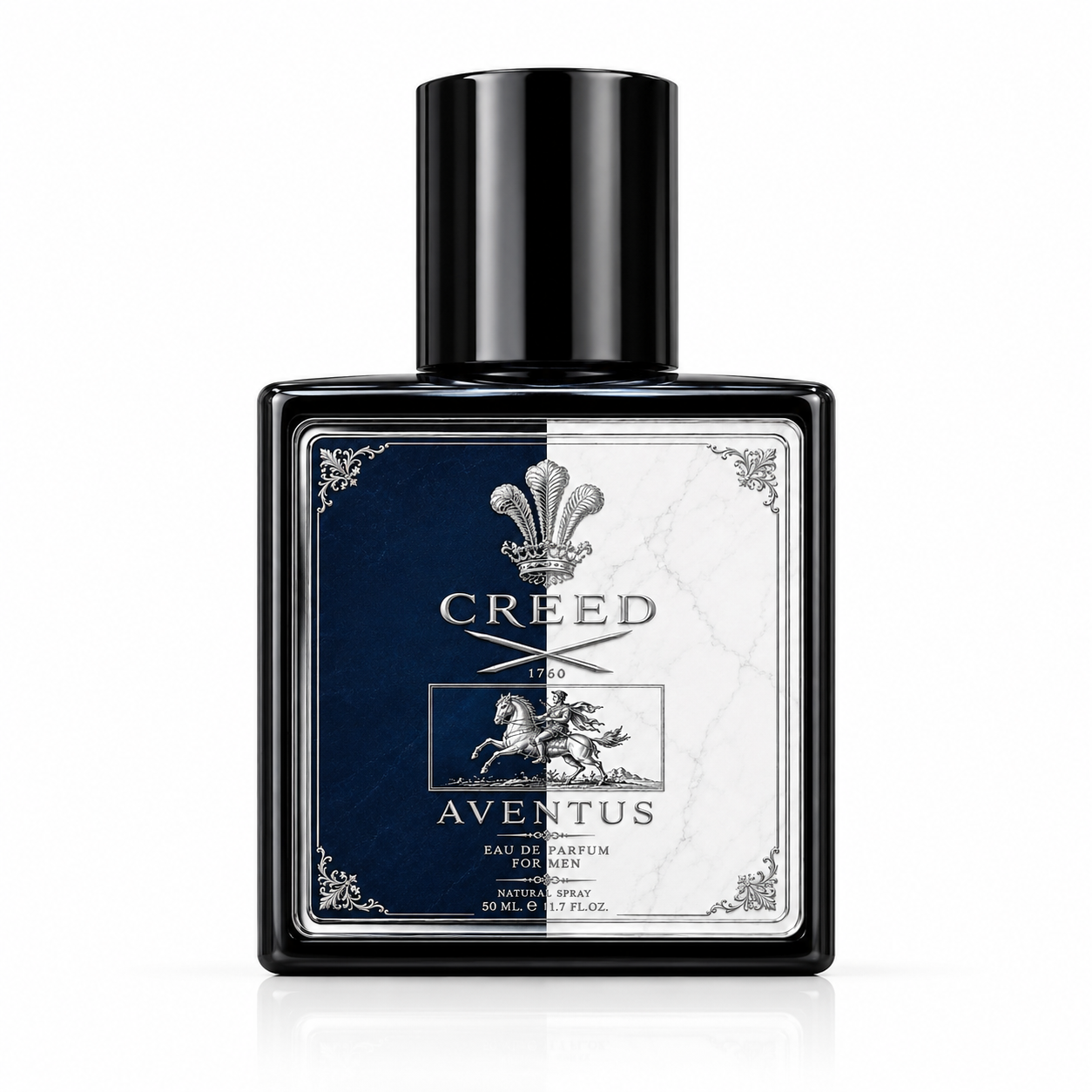 Creed Aventus perfume bottle on a white background