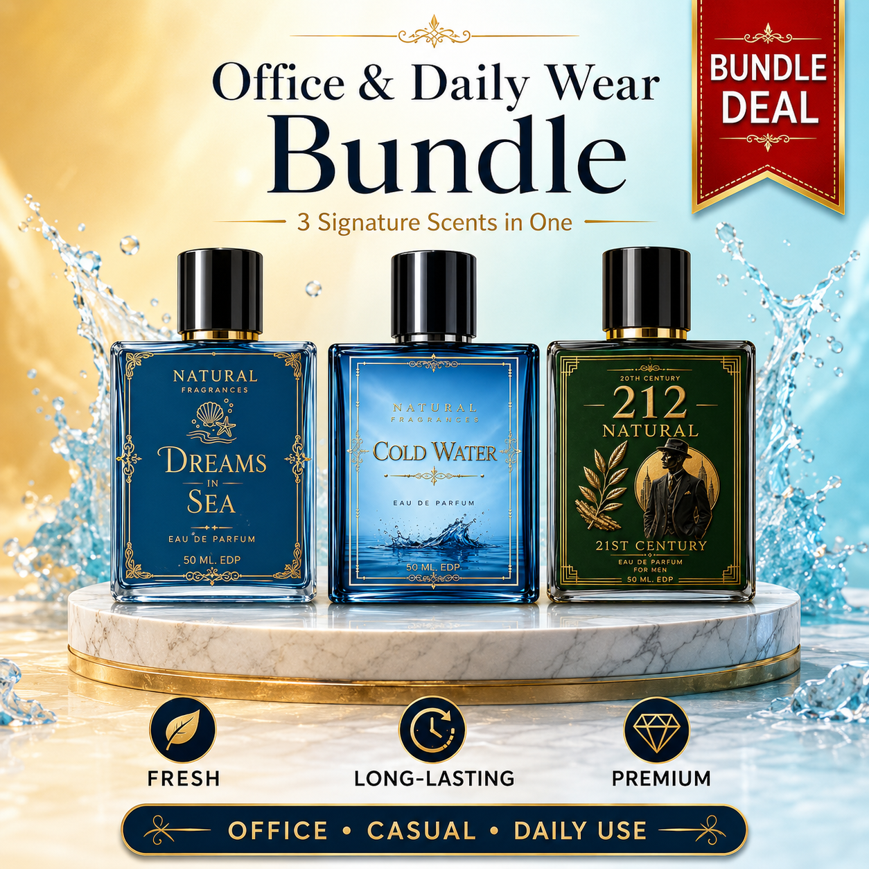 Office & Daily Wear Bundle – Premium Perfume Set 3x50ml EDP